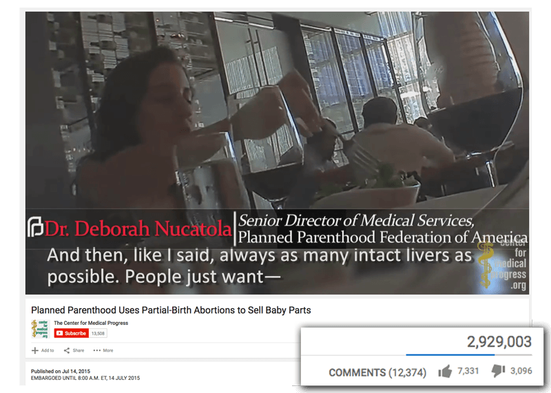 Taking Youtube by storm, the #PPSellsBabyParts 1st video has gotten over 2 million views. Baby Parts
