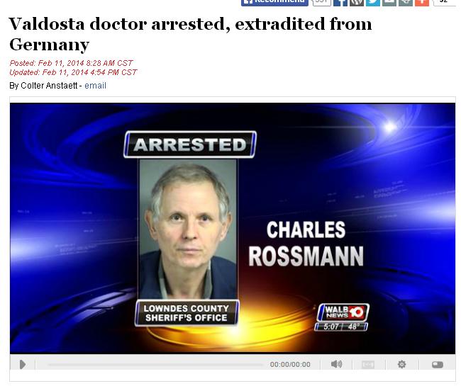 News report detailing Charles Rossmann's extradition.